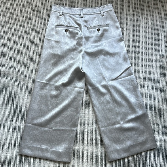 VINCE Silver Liquid Metallic Wide Leg Cropped Pants sz 2 NWOT XS - Picture 2 of 11